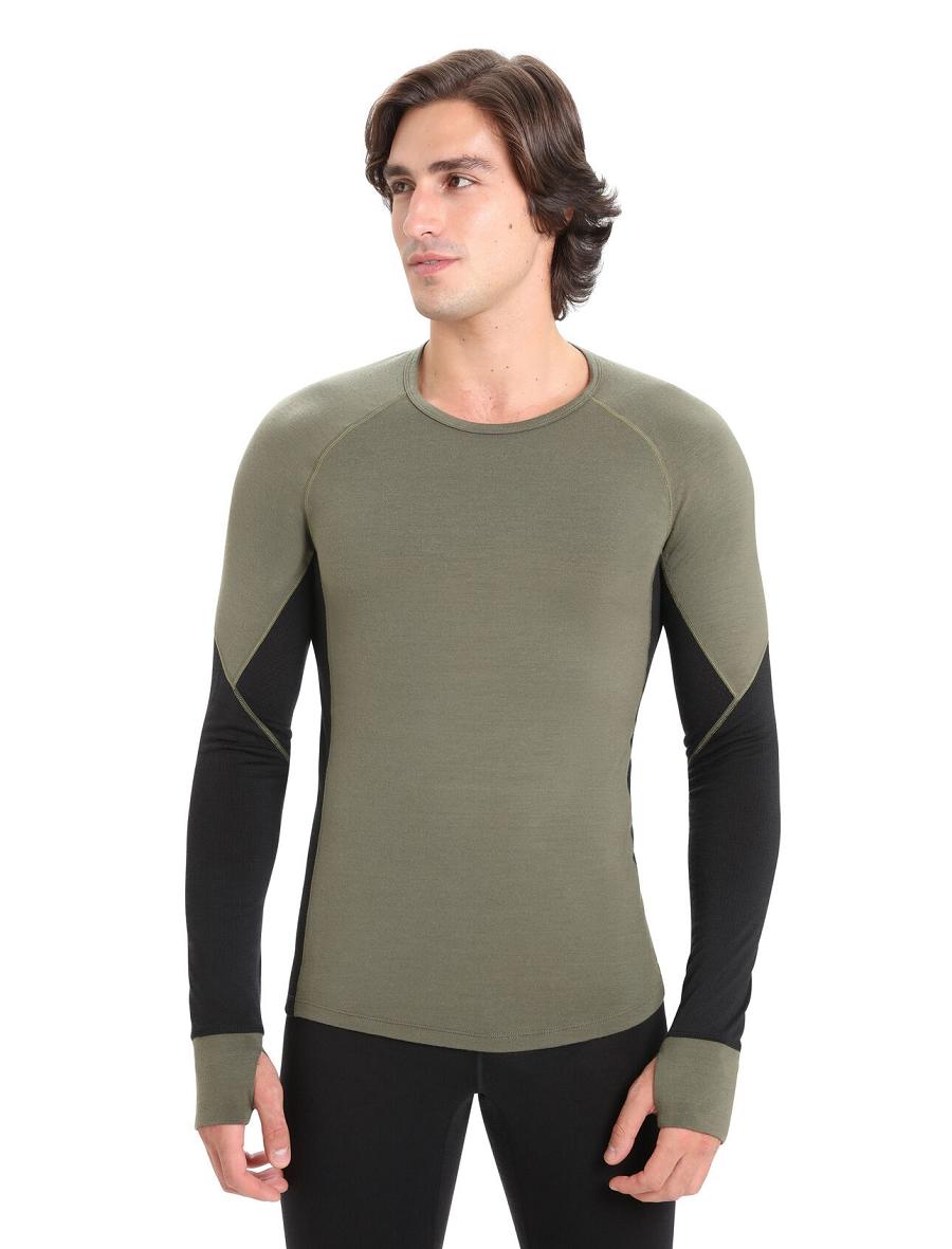 Loden / Black Icebreaker BodyfitZone™ Merino 260 Zone Long Sleeve Crewe Thermal Top Men\'s Base Layers | AU 1380FDNM